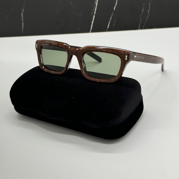 NEW GG1524S 003 GUCCI BROWN GREEN SQUARE UNISEX GUCCI SUNGLASSES - Picture 1 of 11